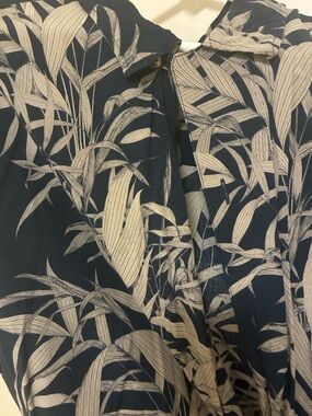Mango Navy Shirt with Cream Botanical Print